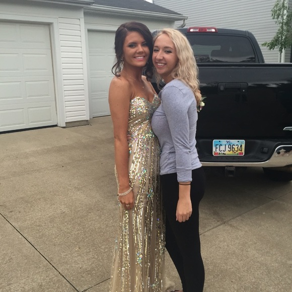 Gold Sequenced Prom Dress - Picture 2 of 2