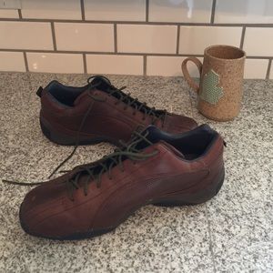 Brown leather Piloti racing shoes