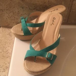Turquoise Espadrille Wedge Platform