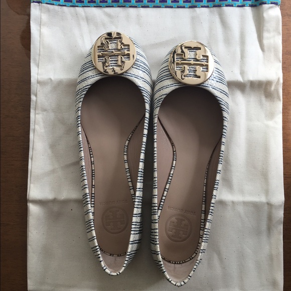 Tory Burch Piano Stripe B Reva Printed Ballet Flat
