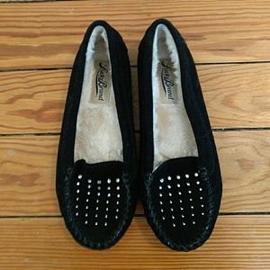 lucky brand black rhinestone loafer moccasins