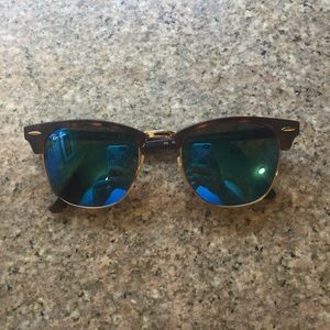 Rayban Clubmaster Blue Mirrored Sunglasses
