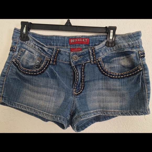 Red Rivet short shorts