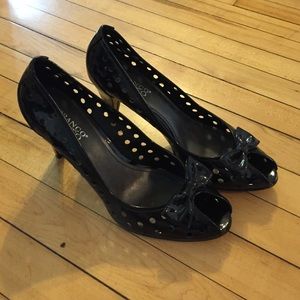 Black open toe heels