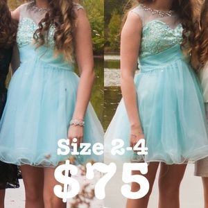 Short blue homecoming dress
