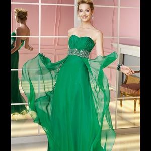 Emerald evening gown.