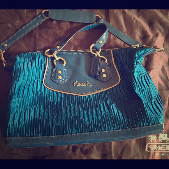 Coach gathered satchel blue