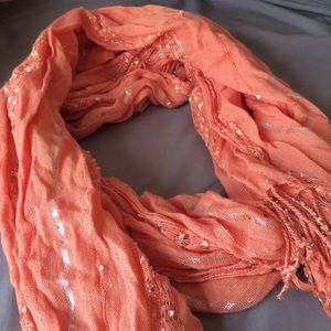 Lightweight Peach Scarf with Silver