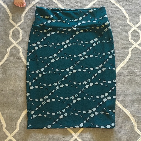 LulaRoe Cassie dark teal with circle design
