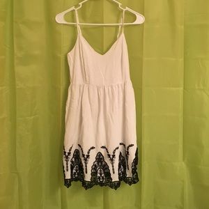 Black and white dress with lace on bottom