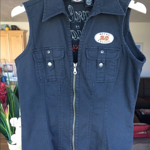 Harley Davidson Black Zip-up Vest