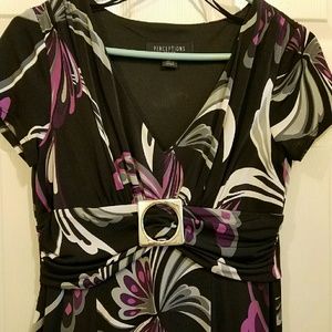 Beautiful black, purple, gray & white dress, EUC!