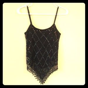 Vintage Beaded Crochet Net Crop Tank 90s 2000s