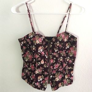Floral corduroy zip-up corset