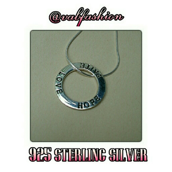 STERLING SILVER LOVE, HOPE, FAITH CIRCLE NECKLACE! - Picture 6 of 6