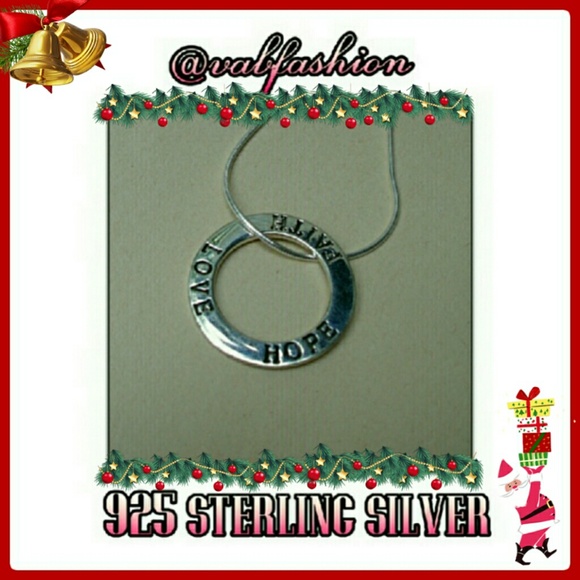 STERLING SILVER LOVE, HOPE, FAITH CIRCLE NECKLACE! - Picture 5 of 6
