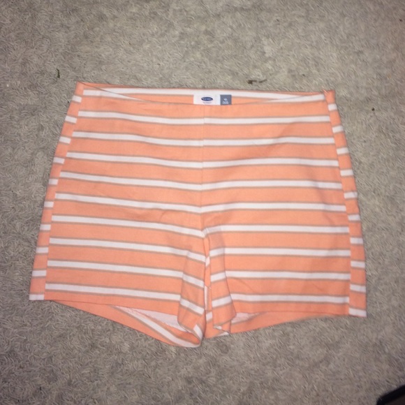 Peach/tan/white stripe shorts, size 10