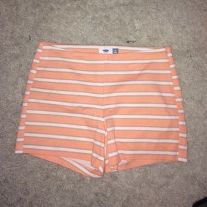 Peach/tan/white stripe shorts, size 10