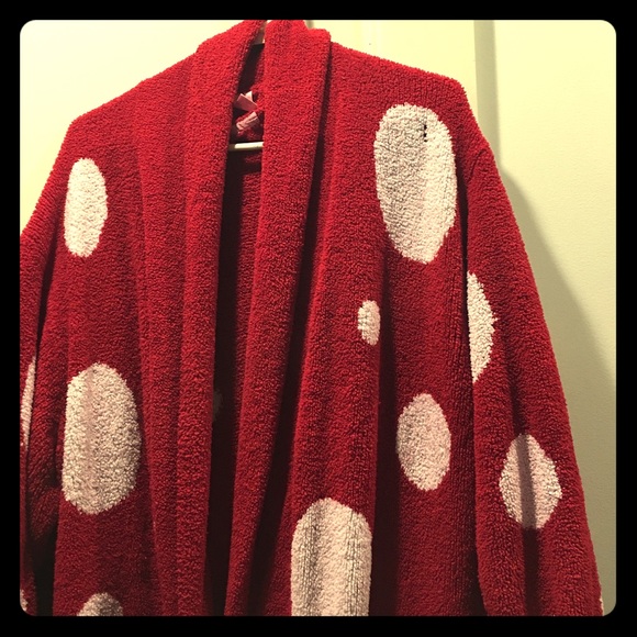 Cute Fuzzy bathrobe with polka dots