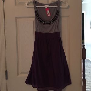 NWT cotton purple and grey dress. Size Medium.
