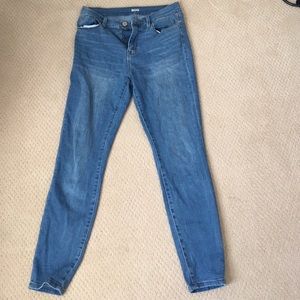 High rise blue jeans