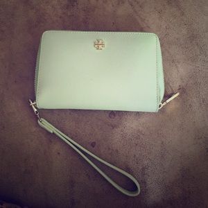 Tory Burch mint green wallet wristlet