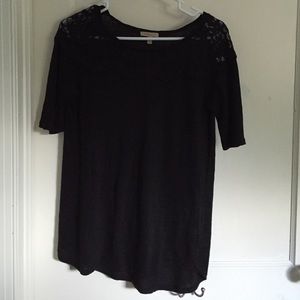Black lace shoulder Anthropologie top