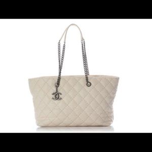 Authentic Chanel TopStitch Tote in Cream/off white