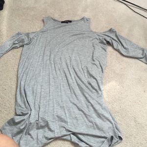 Gray open shoulder top