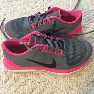Pink and grey running Nike training sneakers