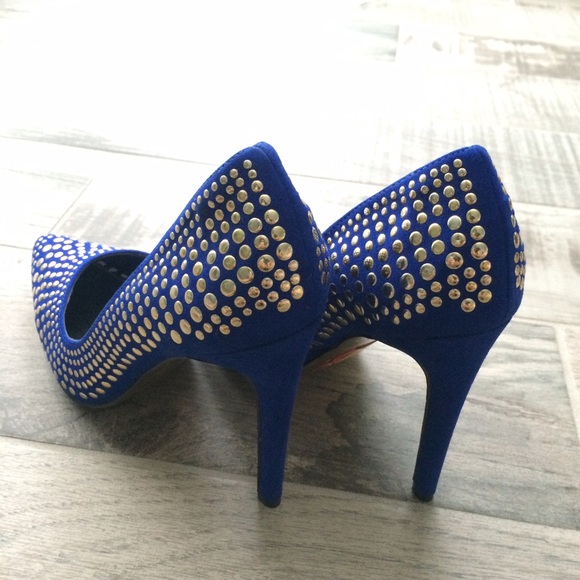 Betsey Johnson Shoes - Blue and gold Betsey Johnson studded pumps Betsey Johnson Shoes - Blue and gold Betsey Johnson studded pumps