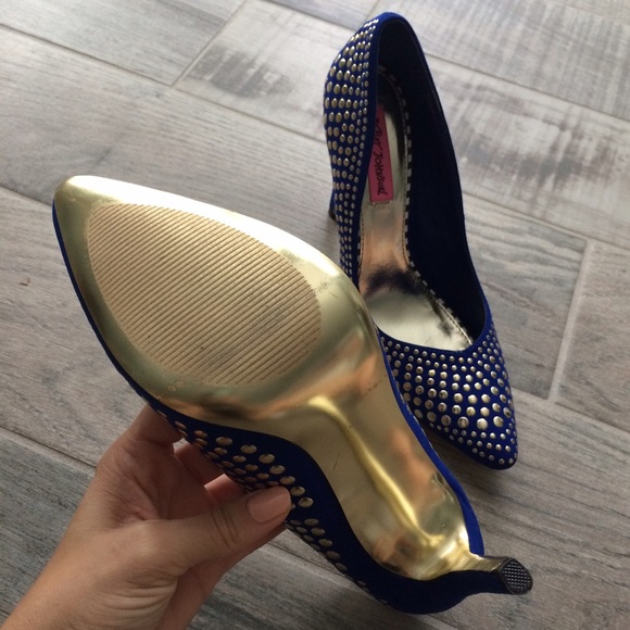 Betsey Johnson Shoes - Blue and gold Betsey Johnson studded pumps Betsey Johnson Shoes - Blue and gold Betsey Johnson studded pumps