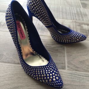 Betsey Johnson Shoes - Blue and gold Betsey Johnson studded pumps Betsey Johnson Shoes - Blue and gold Betsey Johnson studded pumps