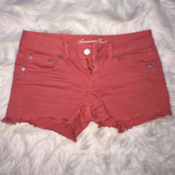 Salmon jean shorts