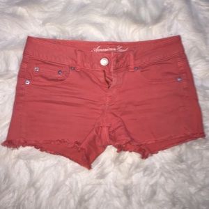 Salmon jean shorts