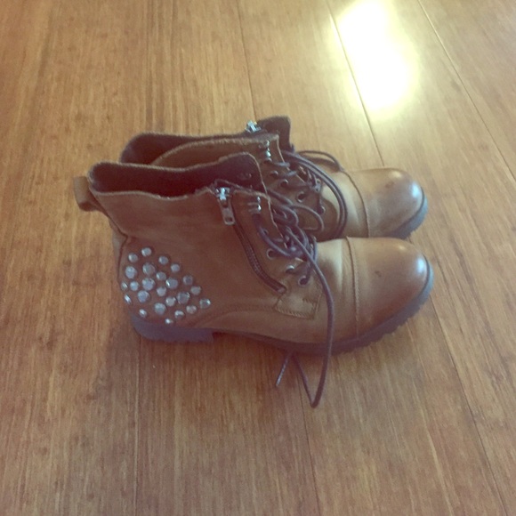 Tan Studded Combat Boots