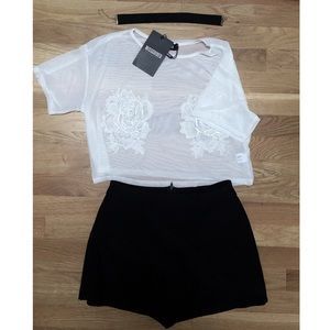 ⚡️Sheer floral Missguided crop⚡️