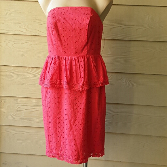 Allen B fuschia Pink strapless peplum dress size4.