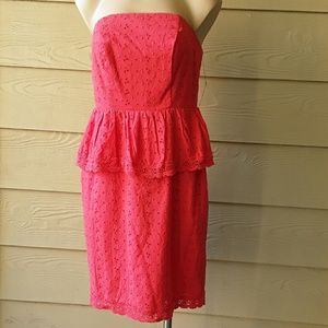 Allen B fuschia Pink strapless peplum dress size4.