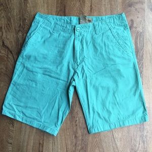 Men's teal khaki shorts.