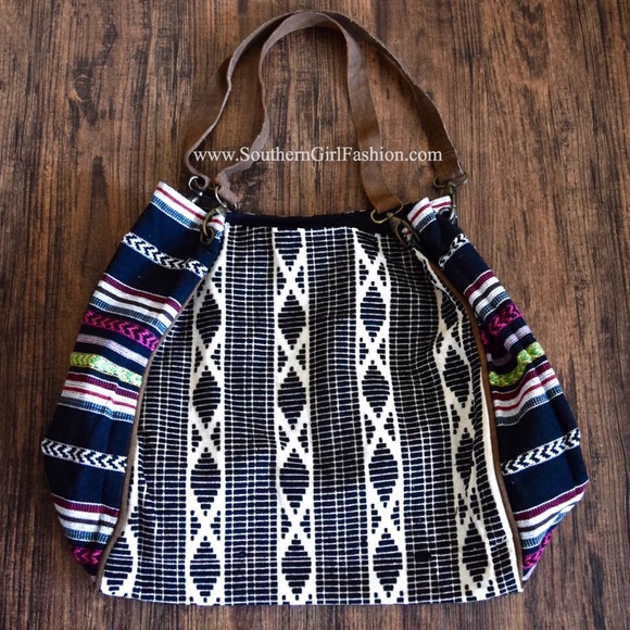 ETHNIC TOTE Vegan Leather Tapestry Large Book Bag - Picture 3 of 4