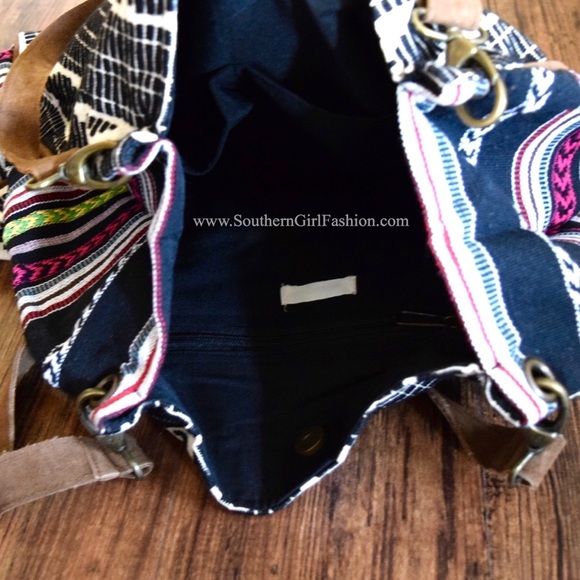 ETHNIC TOTE Vegan Leather Tapestry Large Book Bag - Picture 4 of 4