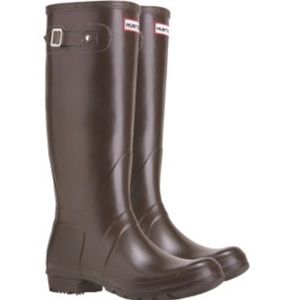 Matte brown tall hunter boots