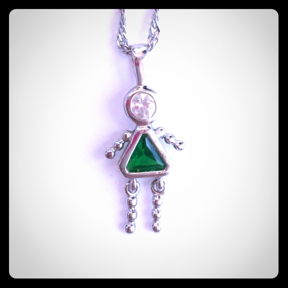 Journee Sterling Girl Birthstone Emerald Necklace