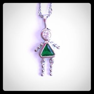 Journee Sterling Girl Birthstone Emerald Necklace