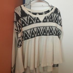 Free People Black and Cream Sweater