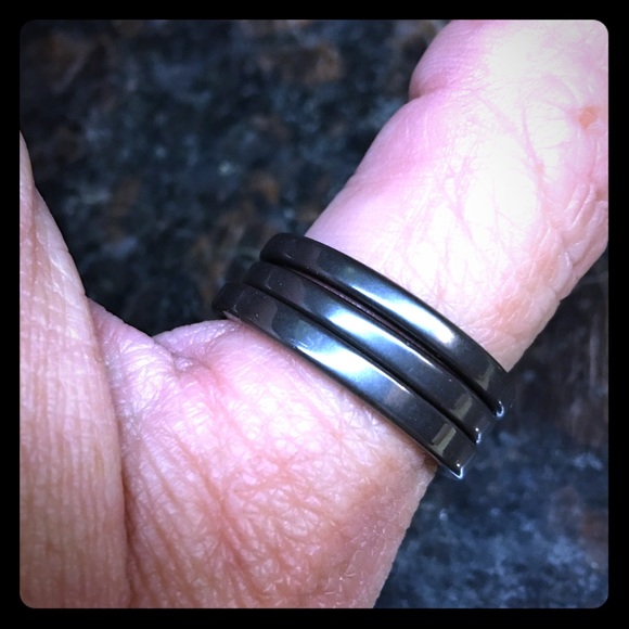 Set of 3 Hematite Bands, Thumb Rings