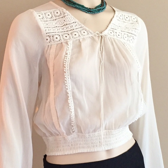 NWOT American Rag Sheer Crochet Blouse