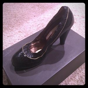 Cynthia Vincent black snake high heels
