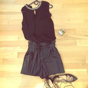 Zara pleather high waisted shorts